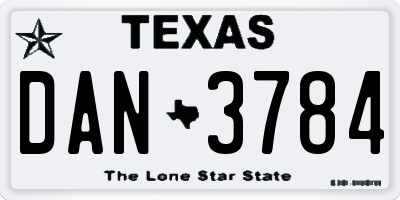TX license plate DAN3784
