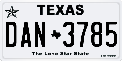 TX license plate DAN3785