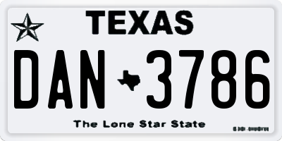 TX license plate DAN3786