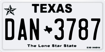 TX license plate DAN3787