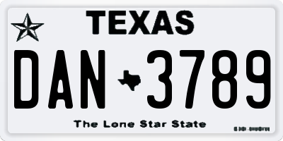 TX license plate DAN3789