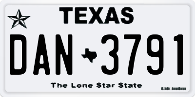 TX license plate DAN3791