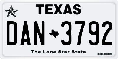 TX license plate DAN3792