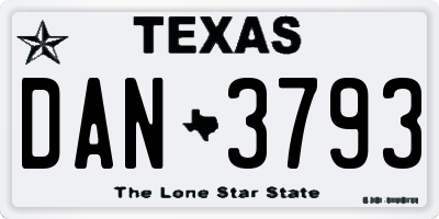 TX license plate DAN3793
