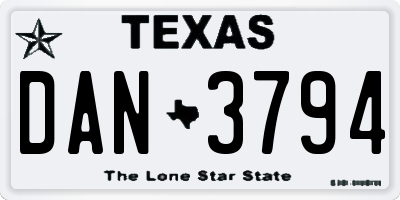 TX license plate DAN3794