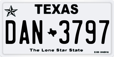 TX license plate DAN3797