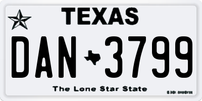TX license plate DAN3799