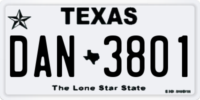 TX license plate DAN3801