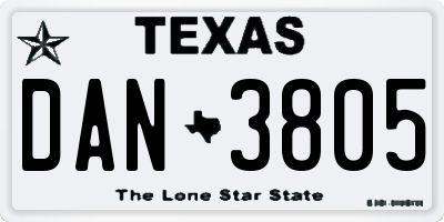 TX license plate DAN3805