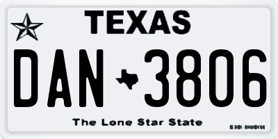 TX license plate DAN3806