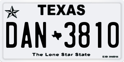 TX license plate DAN3810