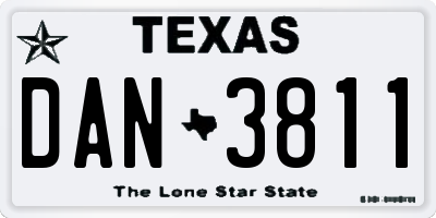 TX license plate DAN3811