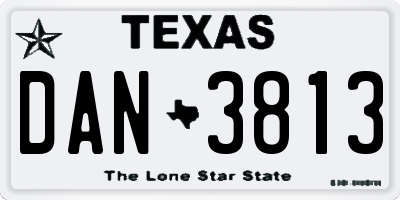 TX license plate DAN3813