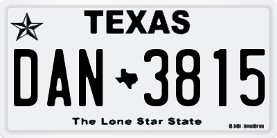 TX license plate DAN3815