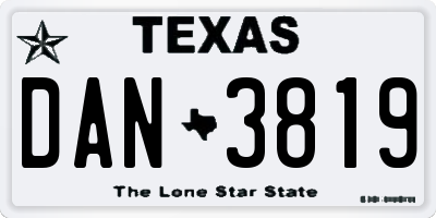 TX license plate DAN3819