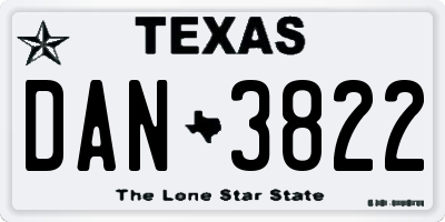 TX license plate DAN3822