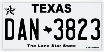 TX license plate DAN3823