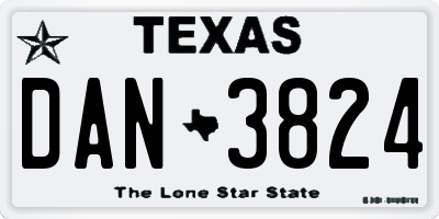 TX license plate DAN3824