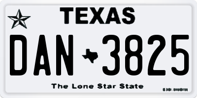 TX license plate DAN3825