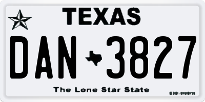 TX license plate DAN3827