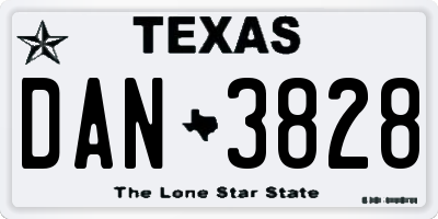 TX license plate DAN3828