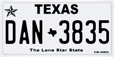 TX license plate DAN3835