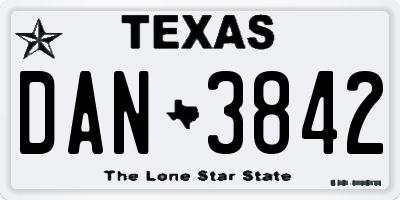 TX license plate DAN3842