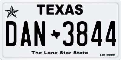 TX license plate DAN3844