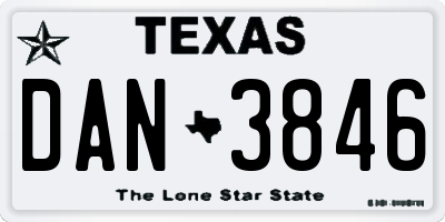 TX license plate DAN3846