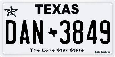 TX license plate DAN3849