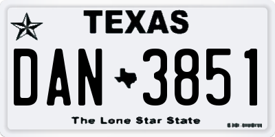 TX license plate DAN3851