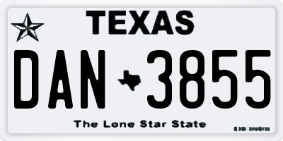 TX license plate DAN3855