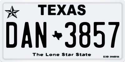 TX license plate DAN3857