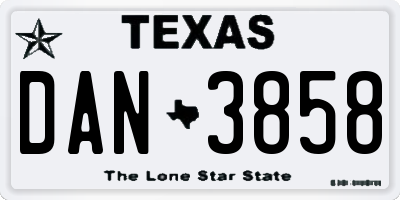 TX license plate DAN3858