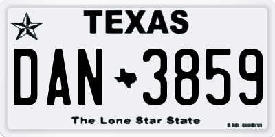 TX license plate DAN3859