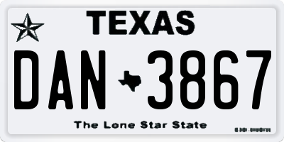 TX license plate DAN3867