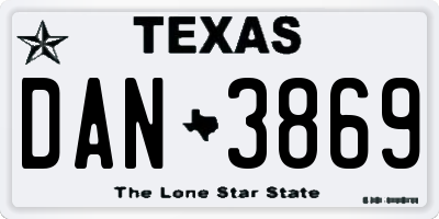 TX license plate DAN3869