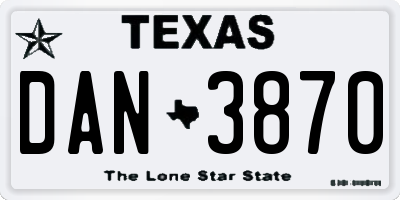 TX license plate DAN3870