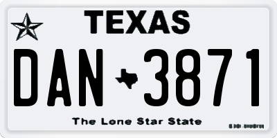 TX license plate DAN3871