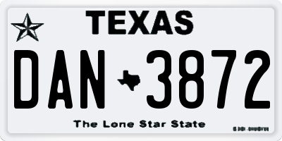 TX license plate DAN3872