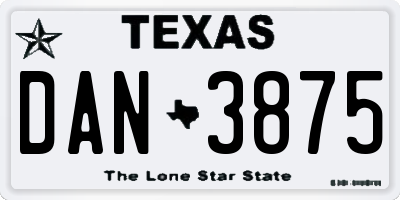 TX license plate DAN3875