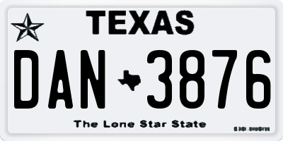 TX license plate DAN3876
