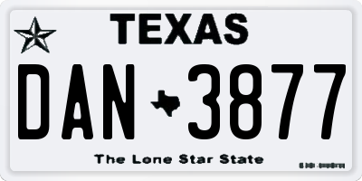 TX license plate DAN3877