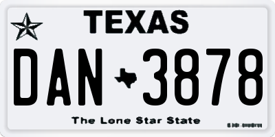 TX license plate DAN3878