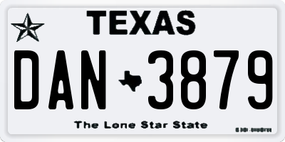 TX license plate DAN3879