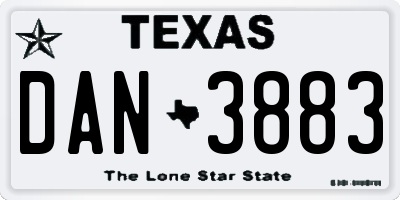 TX license plate DAN3883