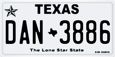 TX license plate DAN3886