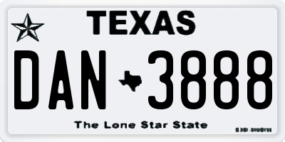 TX license plate DAN3888