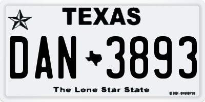 TX license plate DAN3893