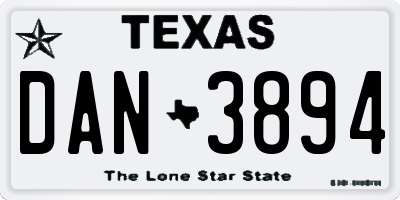 TX license plate DAN3894